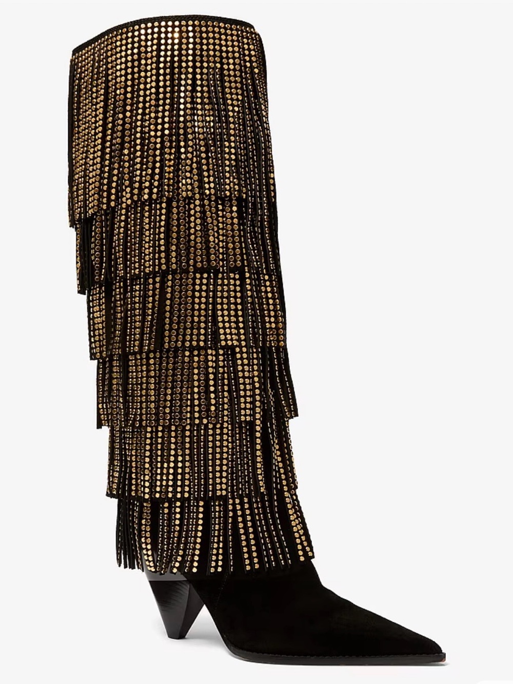Michael Kors Jayla Black Suede Fringe boots Size 8.5